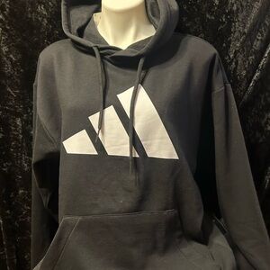 Adidas Women Black and White Logo Hoodie